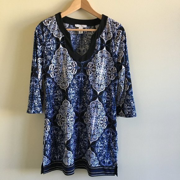 WHBM white house black market‎ printed tunic top - Picture 1 of 5
